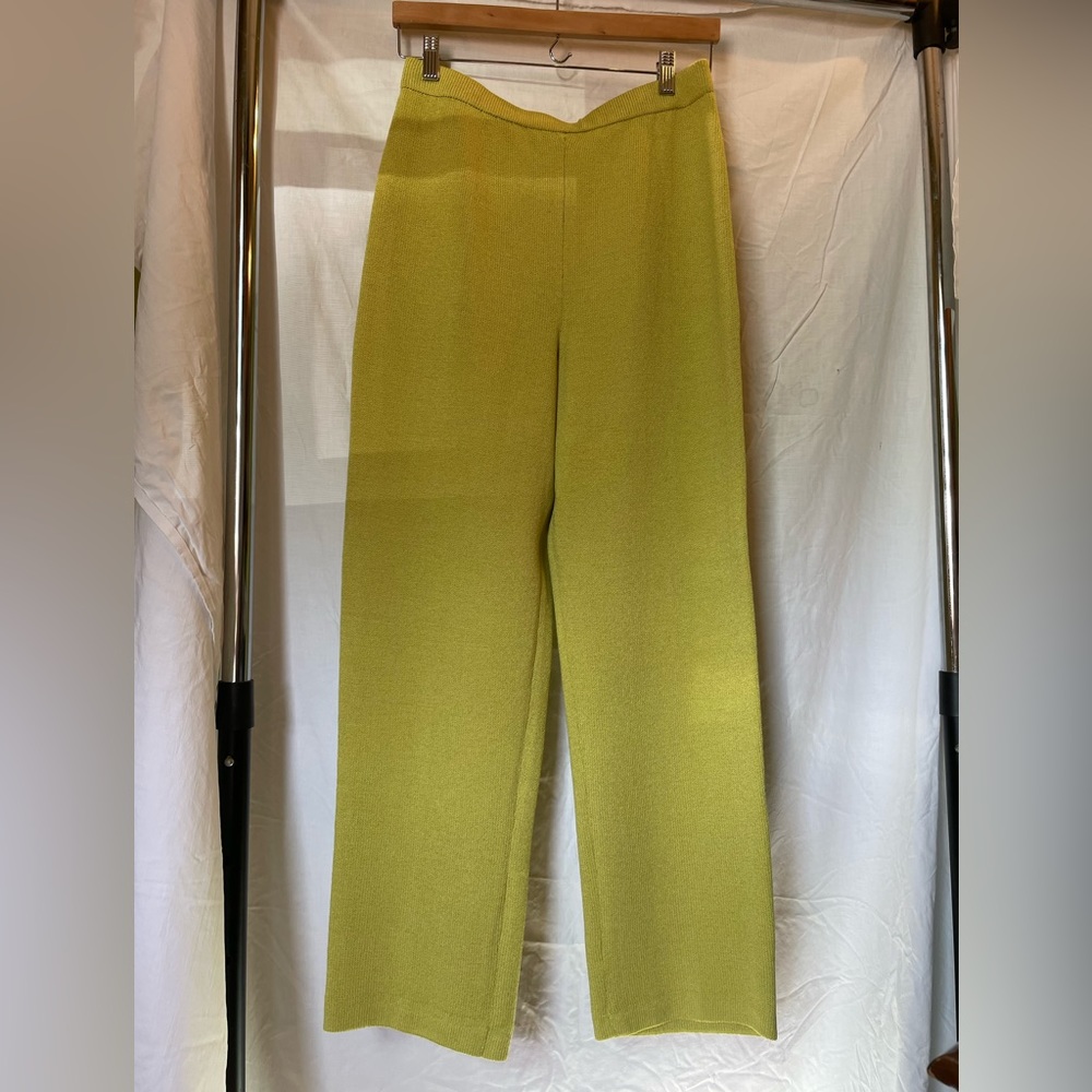 St John Green Gold Knit Pant Size 8